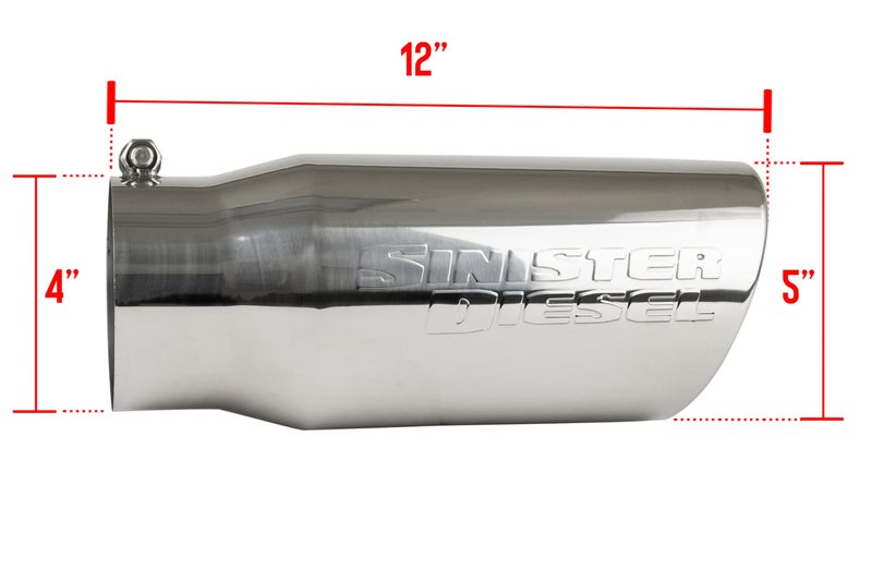 SINISTER DIESEL POLISHED 304 STAINLESS STEEL EXHAUST TIP (4" TO 5") - Image 2